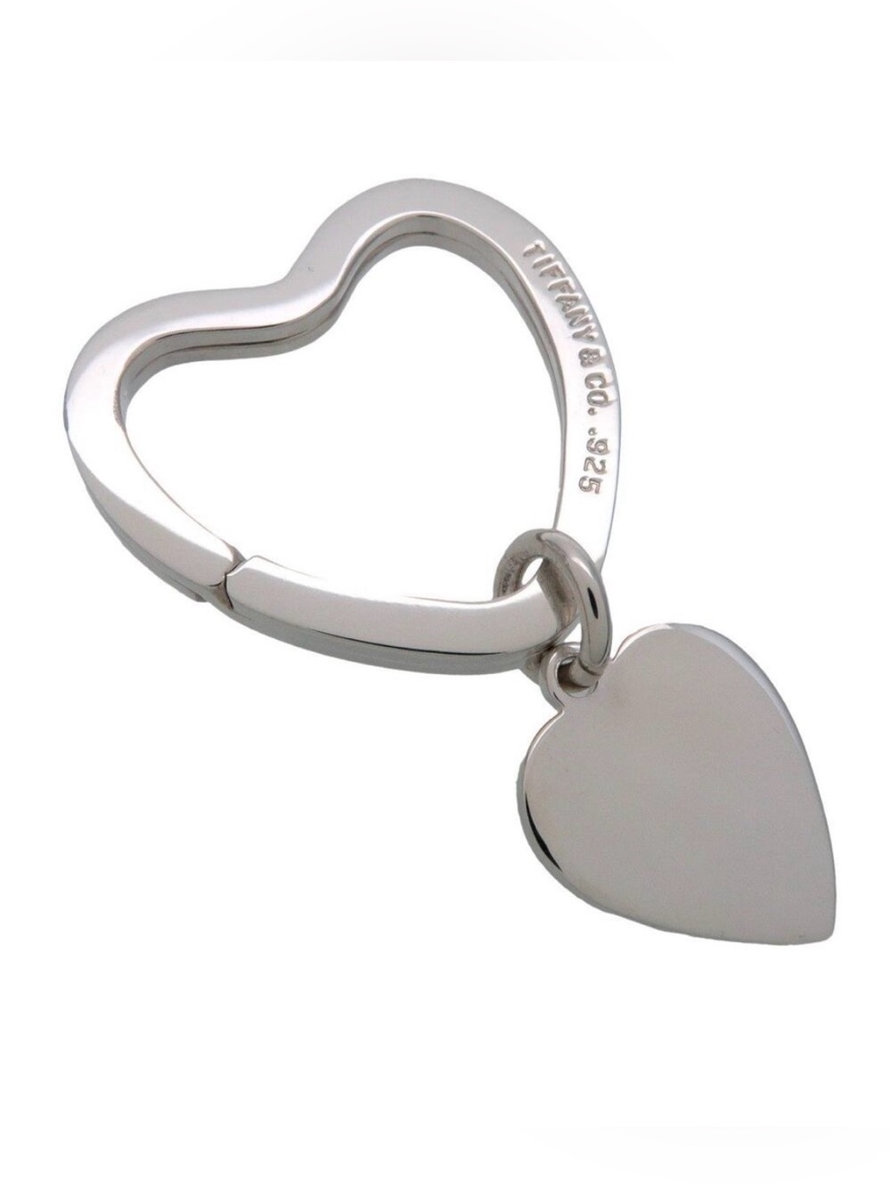 TIFFANY & CO. Silver 925 Heart W/ Heart Tag Key Ring